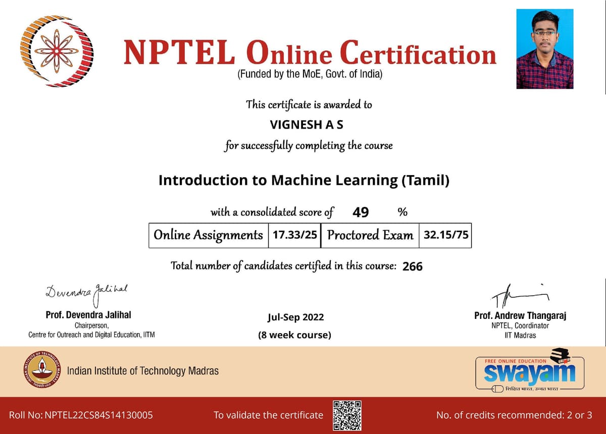 Introduction to Machine Learning (Tamil)